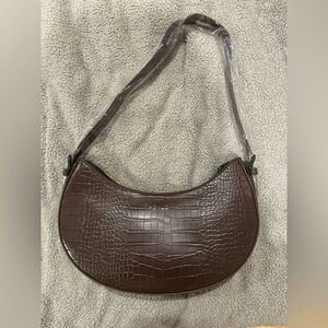 Brown textured shoulder bag